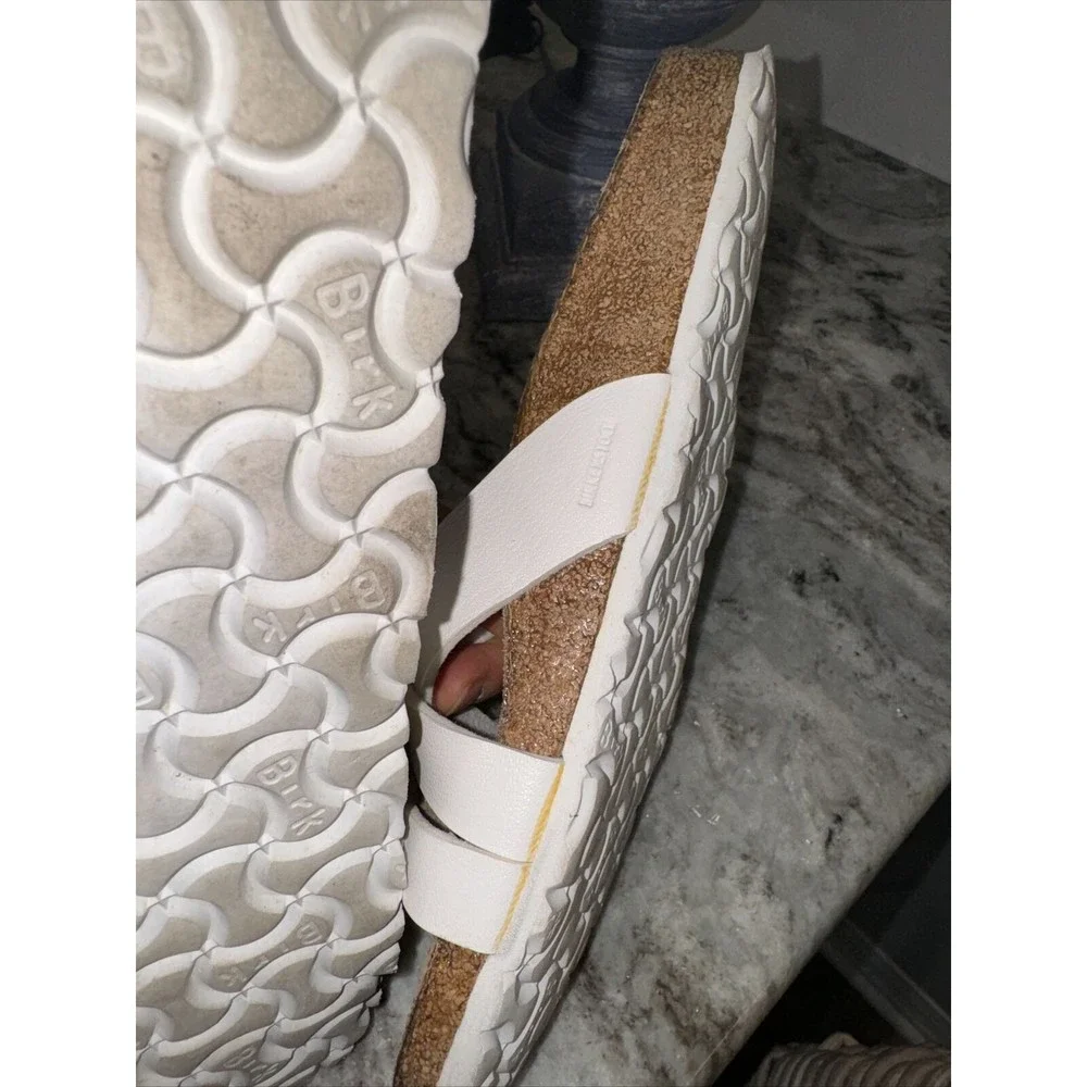 Birkenstock White Mules with Rose Gold Buckles - Picture 6 of 8